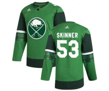 Men's Buffalo Sabres #53 Jeff Skinner 2020 St. Patrick's Day Stitched Hockey Jersey Green