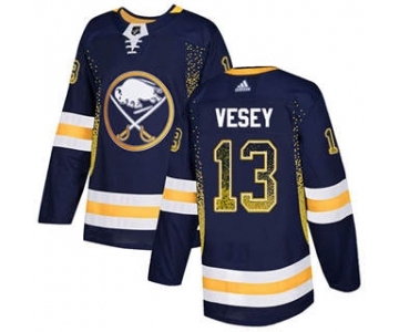 Men's Sabres #13 Jimmy Vesey Navy Blue Home Authentic Drift Fashion Stitched Hockey Jersey