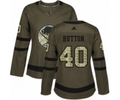 Women's Adidas Buffalo Sabres #40 Carter Hutton Authentic Green Salute to Service NHL Jersey