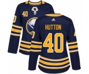 Women's Adidas Buffalo Sabres #40 Carter Hutton Authentic Navy Blue Home NHL Jersey