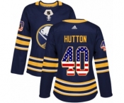 Women's Adidas Buffalo Sabres #40 Carter Hutton Authentic Navy Blue USA Flag Fashion NHL Jersey