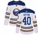Women's Adidas Buffalo Sabres #40 Carter Hutton Authentic White 2018 Winter Classic NHL Jersey