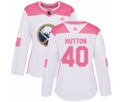 Women's Adidas Buffalo Sabres #40 Carter Hutton Authentic White-Pink Fashion NHL Jersey