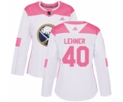Women's Adidas Buffalo Sabres #40 Robin Lehner Authentic White-Pink Fashion NHL Jersey