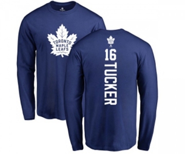 NHL Adidas Toronto Maple Leafs #16 Darcy Tucker Royal Blue Backer Long Sleeve T-Shirt
