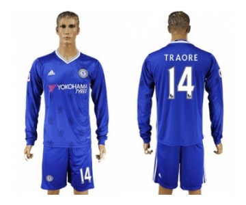 Chelsea #14 Traore Home Long Sleeves Soccer Club Jersey