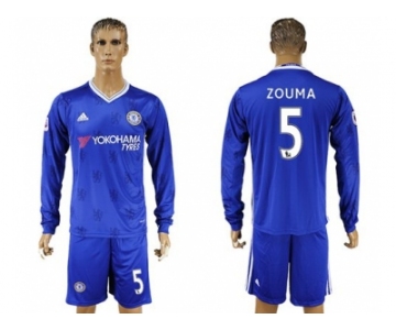Chelsea #5 Zouma Home Long Sleeves Soccer Club Jersey