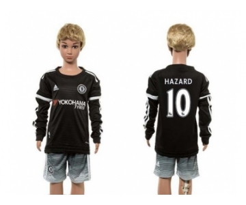 Chelsea #10 Hazard SEC Away Long Sleeves Kid Soccer Club Jersey