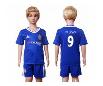 Chelsea #9 Falcao Blue Home Kid Soccer Club Jersey