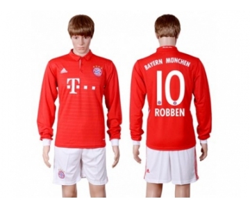 Bayern Munchen #10 Robben Home Long Sleeves Soccer Club Jerseys