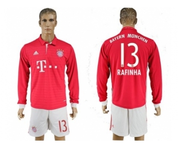 Bayern Munchen #13 Rafinha Home Long Sleeves Soccer Club Jersey