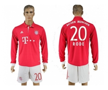Bayern Munchen #20 Rode Home Long Sleeves Soccer Club Jersey