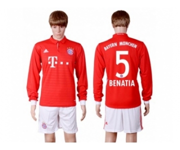 Bayern Munchen #5 Benatia Home Long Sleeves Soccer Club Jerseys