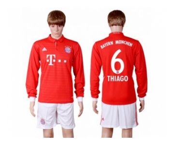 Bayern Munchen #6 Thiago Home Long Sleeves Soccer Club Jerseys