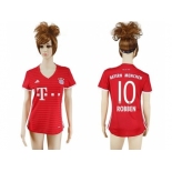 Women's Bayern Munchen #10 Robben Home Soccer Club Jerseys