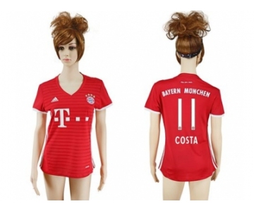 Women's Bayern Munchen #11 Costa Home Soccer Club Jerseys