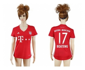 Women's Bayern Munchen #17 Boateng Home Soccer Club Jerseys