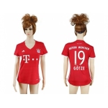 Women's Bayern Munchen #19 Gotze Home Soccer Club Jerseys