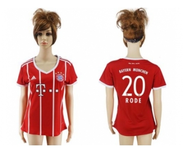 Women's Bayern Munchen #20 Rode Home Soccer Club Jersey