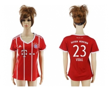 Women's Bayern Munchen #23 Vidal Home Soccer Club Jersey