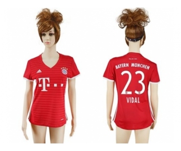 Women's Bayern Munchen #23 Vidal Home Soccer Club Jerseys