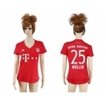 Women's Bayern Munchen #25 Muller Home Soccer Club Jerseys