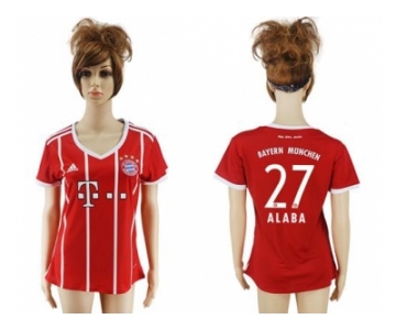 Women's Bayern Munchen #27 Alaba Home Soccer Club Jersey