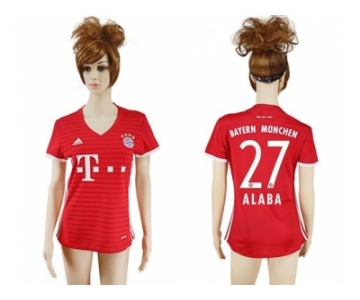 Women's Bayern Munchen #27 Alaba Home Soccer Club Jerseys