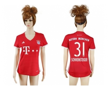 Women's Bayern Munchen #31 Schweinsteiger Home Soccer Club Jerseys