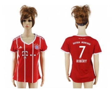 Women's Bayern Munchen #7 Ribery Home Soccer Club Jersey