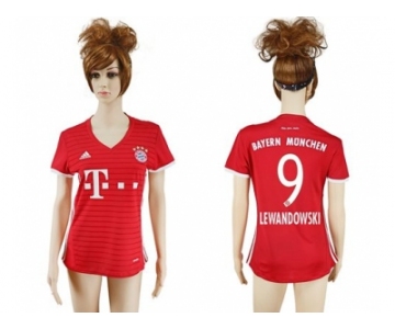 Women's Bayern Munchen #9 Lewandowski Home Soccer Club Jerseys