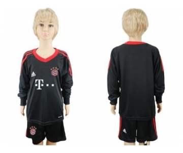 Bayern Munchen Blank Black Goalkeeper Long Sleeves Kid Soccer Club Jersey
