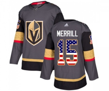 Adidas Vegas Golden Knights #15 Jon Merrill Authentic Gray USA Flag Fashion NHL Jersey