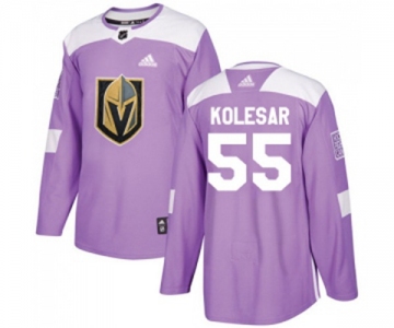 Adidas Vegas Golden Knights #55 Keegan Kolesar Authentic Purple Fights Cancer Practice NHL Jersey