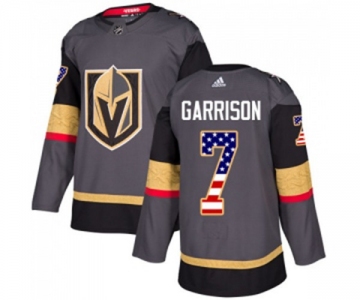 Adidas Vegas Golden Knights #7 Jason Garrison Authentic Gray USA Flag Fashion NHL Jersey