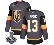Men Adidas Vegas Golden Knights #13 Brendan Leipsic Authentic Gray Home 2018 Stanley Cup Final NHL Jersey