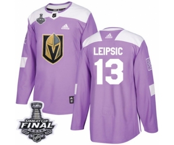 Men Adidas Vegas Golden Knights #13 Brendan Leipsic Authentic Purple Fights Cancer Practice 2018 Stanley Cup Final NHL Jersey