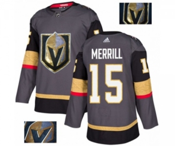 Men Adidas Vegas Golden Knights #15 Jon Merrill Authentic Gray Fashion Gold NHL Jersey