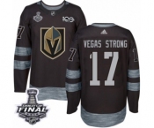 Men Adidas Vegas Golden Knights #17 Vegas Strong Authentic Black 1917-2017 100th Anniversary 2018 Stanley Cup Final NHL Jersey