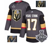 Men Adidas Vegas Golden Knights #17 Vegas Strong Authentic Gray Fashion Gold 2018 Stanley Cup Final NHL Jersey