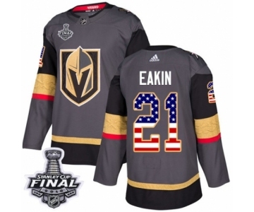 Men Adidas Vegas Golden Knights #21 Cody Eakin Authentic Gray USA Flag Fashion 2018 Stanley Cup Final NHL Jersey
