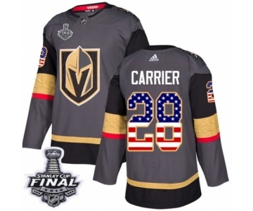 Men Adidas Vegas Golden Knights #28 William Carrier Authentic Gray USA Flag Fashion 2018 Stanley Cup Final NHL Jersey