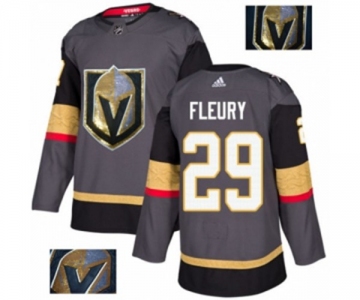 Men Adidas Vegas Golden Knights #29 Marc-Andre Fleury Authentic Gray Fashion Gold NHL Jersey