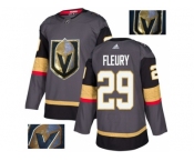 Men Adidas Vegas Golden Knights #29 Marc-Andre Fleury Grey Home Authentic Fashion Gold Stitched NHL Jersey