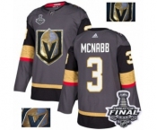 Men Adidas Vegas Golden Knights #3 Brayden McNabb Authentic Gray Fashion Gold 2018 Stanley Cup Final NHL Jersey
