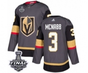 Men Adidas Vegas Golden Knights #3 Brayden McNabb Authentic Gray Home 2018 Stanley Cup Final NHL Jersey
