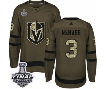 Men Adidas Vegas Golden Knights #3 Brayden McNabb Authentic Green Salute to Service 2018 Stanley Cup Final NHL Jersey