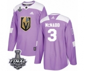 Men Adidas Vegas Golden Knights #3 Brayden McNabb Authentic Purple Fights Cancer Practice 2018 Stanley Cup Final NHL Jersey