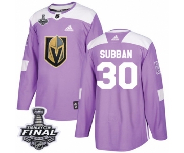 Men Adidas Vegas Golden Knights #30 Malcolm Subban Authentic Purple Fights Cancer Practice 2018 Stanley Cup Final NHL Jersey