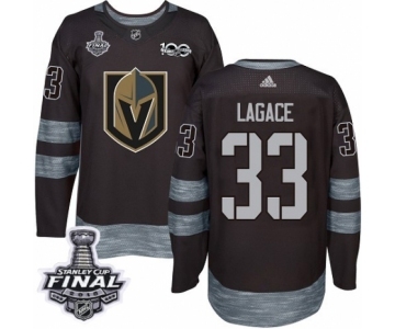 Men Adidas Vegas Golden Knights #33 Maxime Lagace Authentic Black 1917-2017 100th Anniversary 2018 Stanley Cup Final NHL Jersey